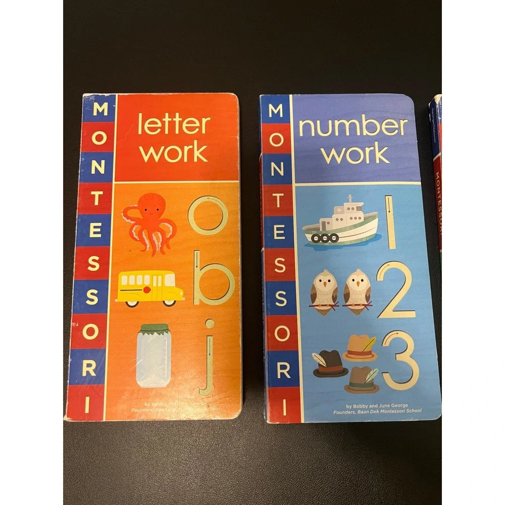 Montessori Board Book Set Kids Multicolor 4 Book Lot Learning